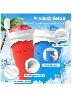 Generic 2Pcs Slushie Maker Cup, Quick Frozen Magic Cup Silicone Slushy Cup 500ml Smoothies Squeeze Cup with Lid for Cola, Milk Shake, Fruit Juice  - Image 3