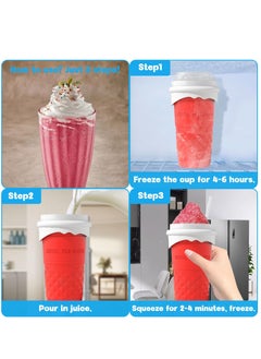 Generic 2Pcs Slushie Maker Cup, Quick Frozen Magic Cup Silicone Slushy Cup 500ml Smoothies Squeeze Cup with Lid for Cola, Milk Shake, Fruit Juice  - Image 5