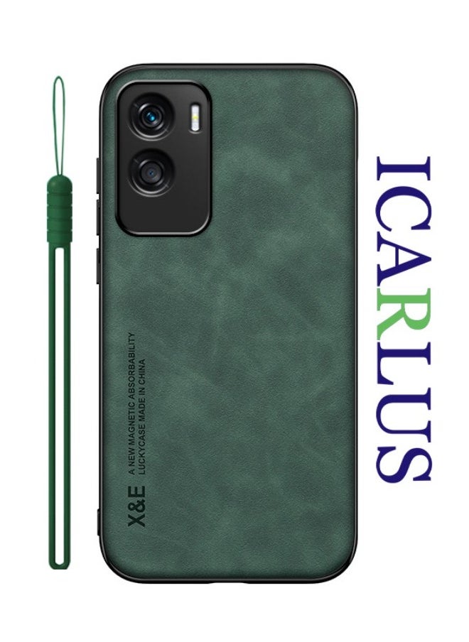 ICARLUS Case for Honor 90 Lite 5G Cover Bumper Built-in Metal Plate Green  - Image 1