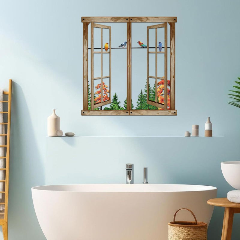 Resama Metal Wall Art Birds In the Window Landscape Wall Hanger,Mountain and Forest Nature Metal Wall Decor,Unique Large Wall Decor, Ä°nterior Design Housewarming Gift (Colorful, Large) - Image 3