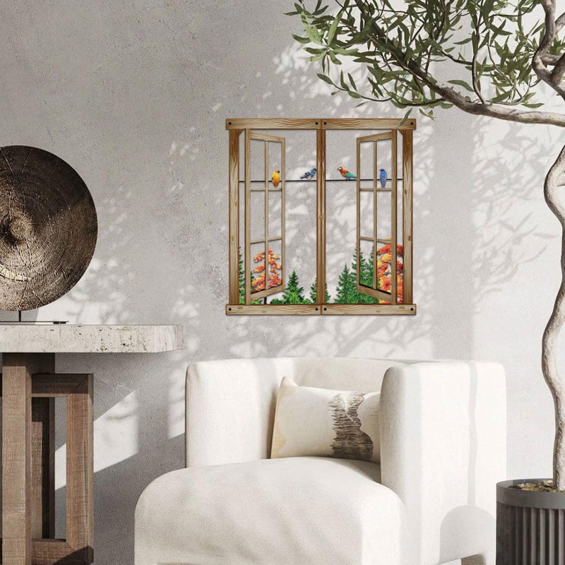 Resama Metal Wall Art Birds In the Window Landscape Wall Hanger,Mountain and Forest Nature Metal Wall Decor,Unique Large Wall Decor, Ä°nterior Design Housewarming Gift (Colorful, Large) - Image 5