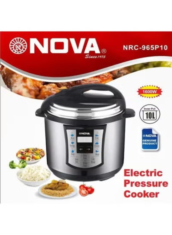Nova NRC-965P10 10L Electric Pressure Cooker, 1600W Multi-Function Digital with Stainless Steel Pot and Smart Control Panel - Image 5