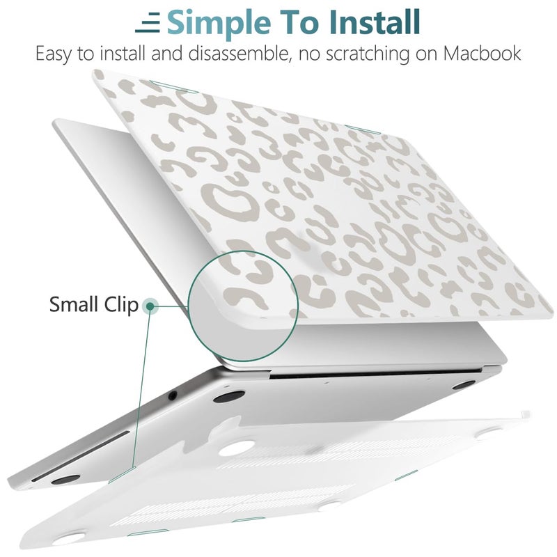 TWOLSKOO for MacBook Air 13 inch Case M4 A3240 M3 A3113 M2 A2681 2025 2024 2022 Plastic Hard Shell, Keyboard Cover, Type C Adapter, Screen Protector for MacBook Air 13.6 inch, Gray Leopard PRT - Image 4