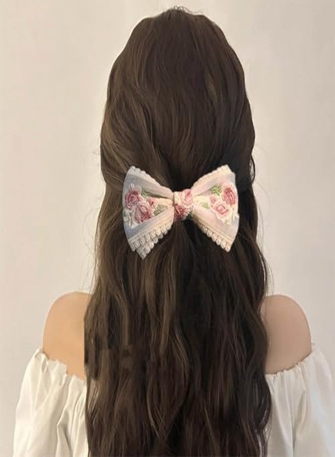 CHIROGRAPHY Floral Lace Bow Hair Clip for Women and Girls | Stylish Vintage Ribbon Bowknot Hair Accessory | Non-Slip Decorative Hairpin for Thick and Thin Hair | - Image 3