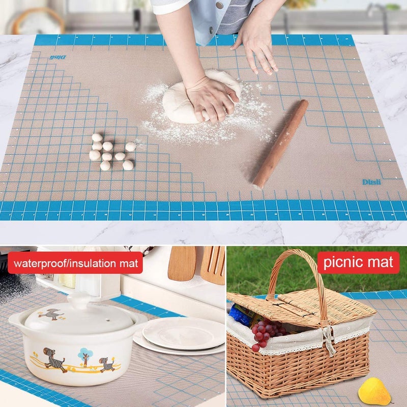 Dltsli 36X24 Inch Xxl Silicone Baking Mat Extra Large Pastry Fondant Dough Mat Non Stick Full Stick To Countertop Surface Liner For Rolling Kneading Pie Crust Pizza Cake Bread Cookie Bake Scone Tool - Image 3