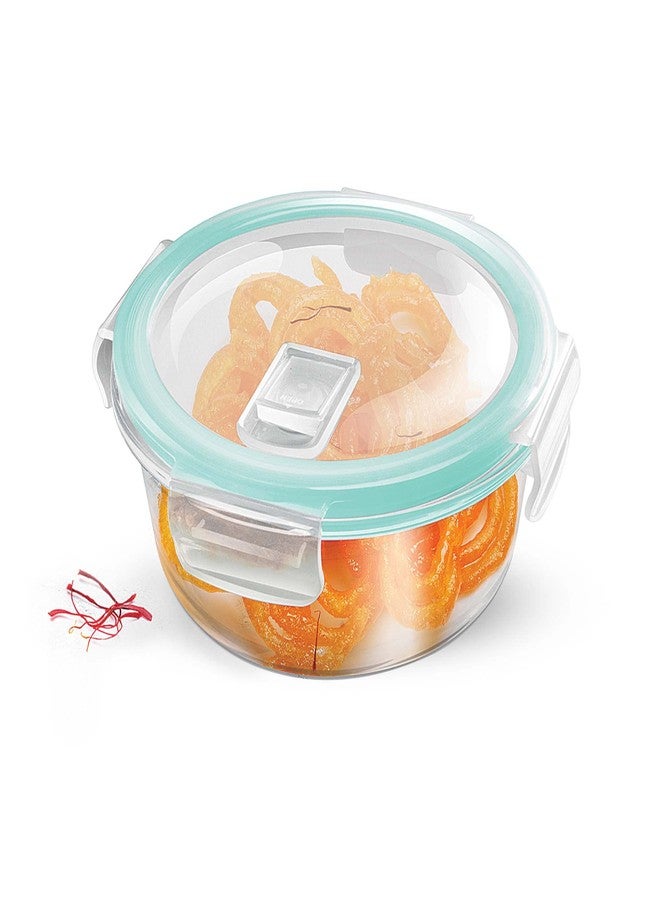 Treo Glass By Milton Hi Borosilicate Clip Fresh Round Container, 400 Ml, 1 Piece, Transparent - Image 1