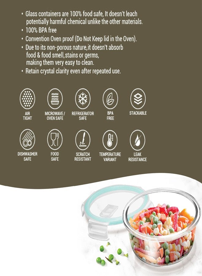 Treo Glass By Milton Hi Borosilicate Clip Fresh Round Container, 400 Ml, 1 Piece, Transparent - Image 3
