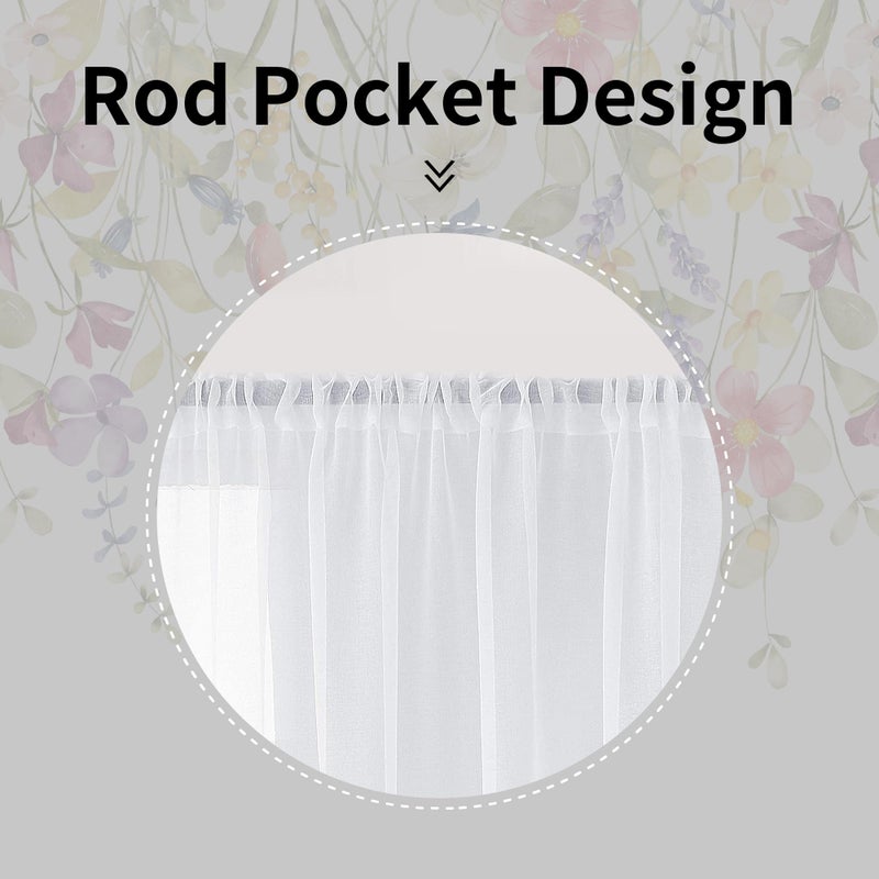 Fereyis Floral Sheer Curtains for Living Room 84 inch Length 2 Panels Set Elegant Purple Pink Flower Printed Window Curtain Chiffon Drapes for Bedroom - Image 3