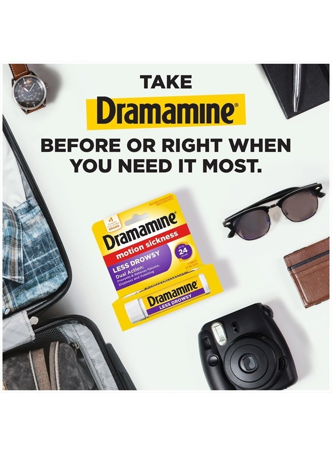 Dramamine - All Day Less Drowsy, Motion Sickness Relief, 8 Count, 3 Pack - Image 1