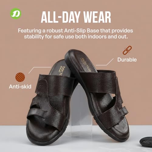DOCTOR EXTRA SOFT Men's Memory Foam Cushion Footbed Sandals/Chappal for Adults with Adjustable Strap| Diabetic & Orthopedic|LightWeight & Comfortable Stylish & Anti-Skid Dr.Slippers & FlipFlops Gents A-03 - Image 5