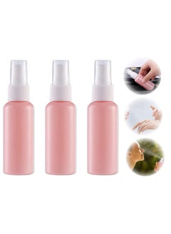 Fine Mist Mini Spray Plastic Bottles, Pump Spray Cap Refillable Reusable Empty Atomizer Spray Bottles Portable Travel, Suitable for Liquid, Perfume, 3 Pack, 50 Ml / 1.69 Oz, Pink