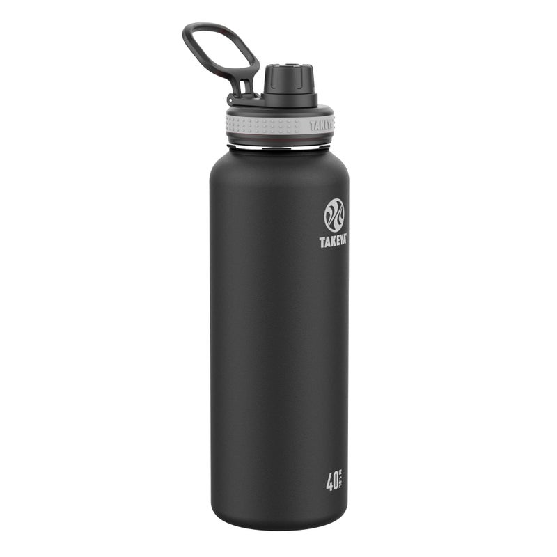 Takeya Originals 40 oz Vacuum Insulated Stainless Steel Water Bottle with Spout Lid, Black - Image 1