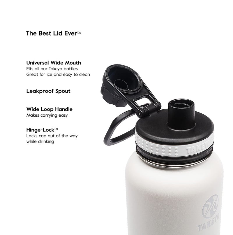 Takeya Originals 40 oz Vacuum Insulated Stainless Steel Water Bottle with Spout Lid, Black - Image 3