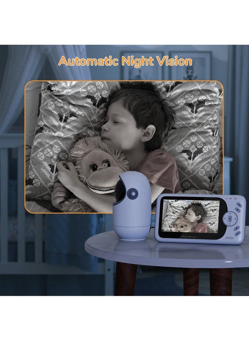 Generic - 4.3" Large Screen Video Baby Monitor, Wireless Smart PTZ Camera, 19 Hours Battery Life, 850 Feet Long Range, 2 Way Audio, Night Vision, Temperature Sensor, Power Saving Mode, Built-in Lullabies - Image 1