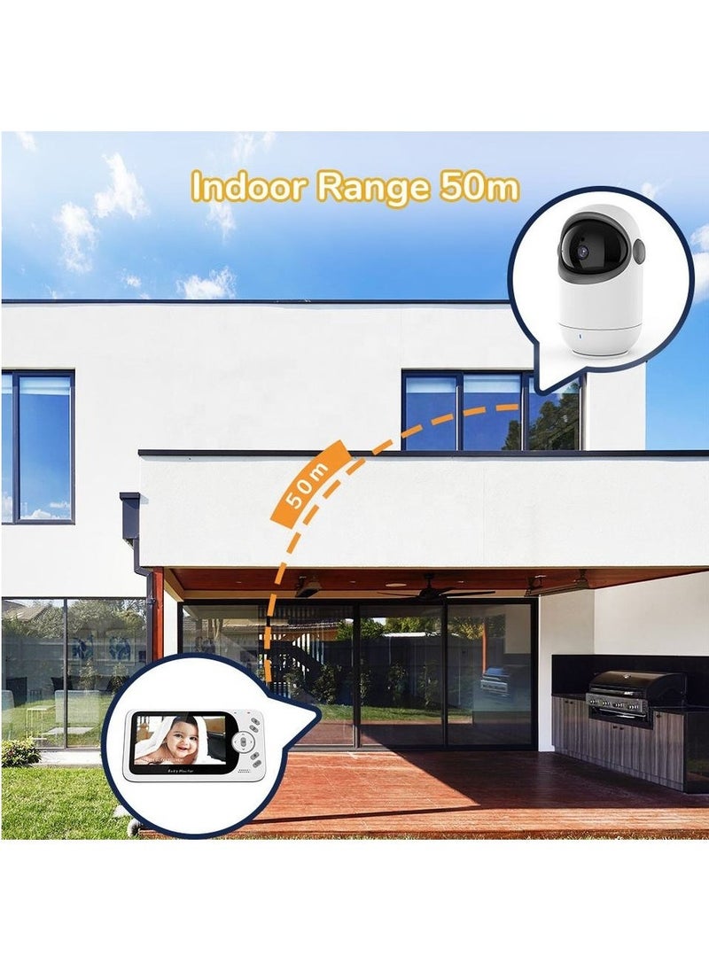 Generic - 4.3" Large Screen Video Baby Monitor, Wireless Smart PTZ Camera, 19 Hours Battery Life, 850 Feet Long Range, 2 Way Audio, Night Vision, Temperature Sensor, Power Saving Mode, Built-in Lullabies - Image 1