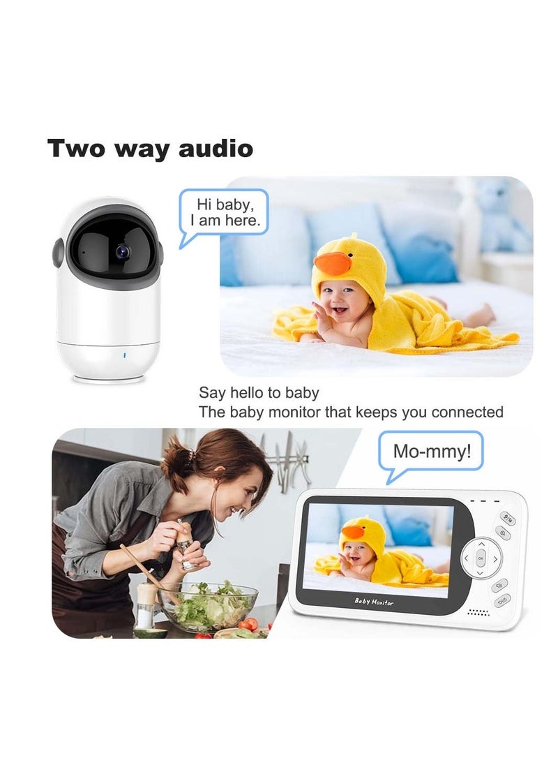 Generic - 4.3" Large Screen Video Baby Monitor, Wireless Smart PTZ Camera, 19 Hours Battery Life, 850 Feet Long Range, 2 Way Audio, Night Vision, Temperature Sensor, Power Saving Mode, Built-in Lullabies - Image 1