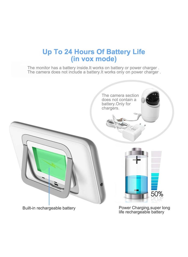 Generic - 4.3" Large Screen Video Baby Monitor, Wireless Smart PTZ Camera, 19 Hours Battery Life, 850 Feet Long Range, 2 Way Audio, Night Vision, Temperature Sensor, Power Saving Mode, Built-in Lullabies - Image 1