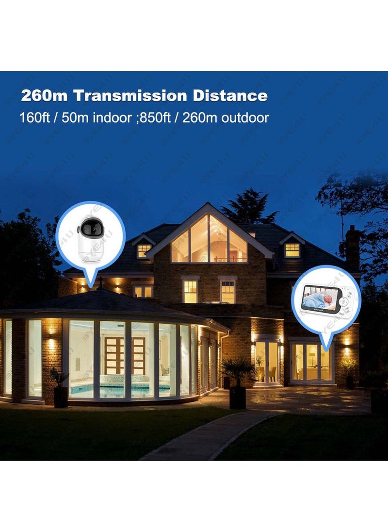 Generic - 4.3" Large Screen Video Baby Monitor, Wireless Smart PTZ Camera, 19 Hours Battery Life, 850 Feet Long Range, 2 Way Audio, Night Vision, Temperature Sensor, Power Saving Mode, Built-in Lullabies - Image 1