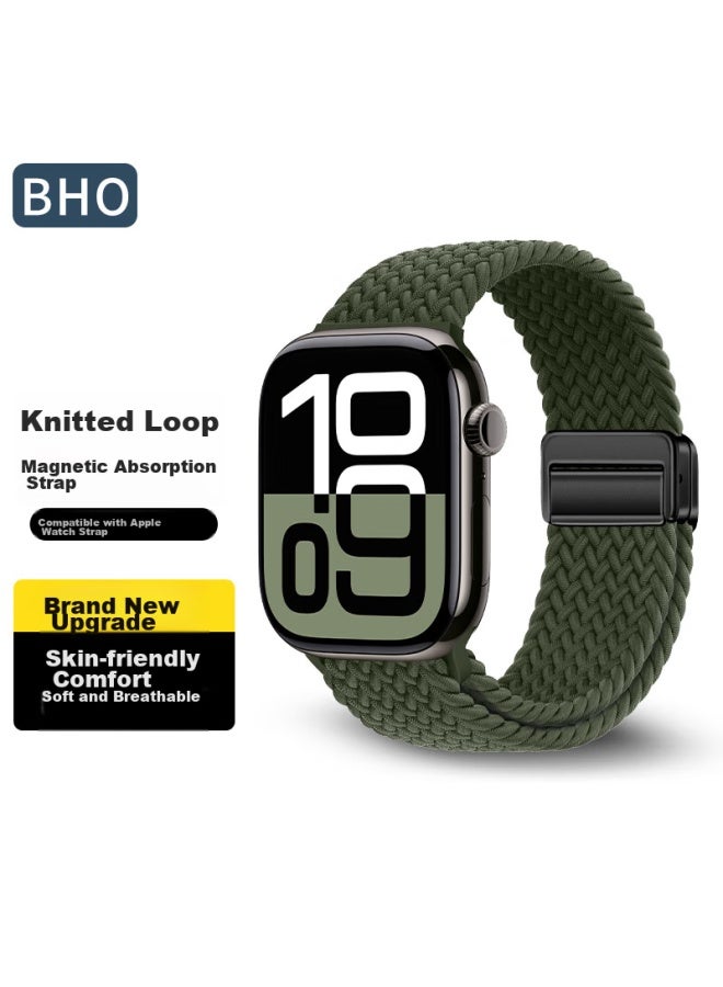 Bho Suitable For Apple Watch Band, Apple Watch S10/ultra2/s9/se Braided Loop Band, Iwatch S8/7/6/5/4 Nylon Magnetic Buckle Watch Strap - Image 1