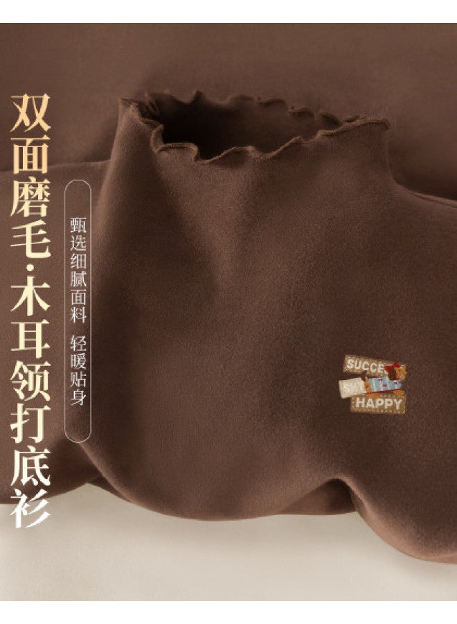 Flying in the snow Brushed Wood Ear Collar Base Shirt, Autumn And Winter Warmth Versatile Petite Inner Wear Top - Image 1