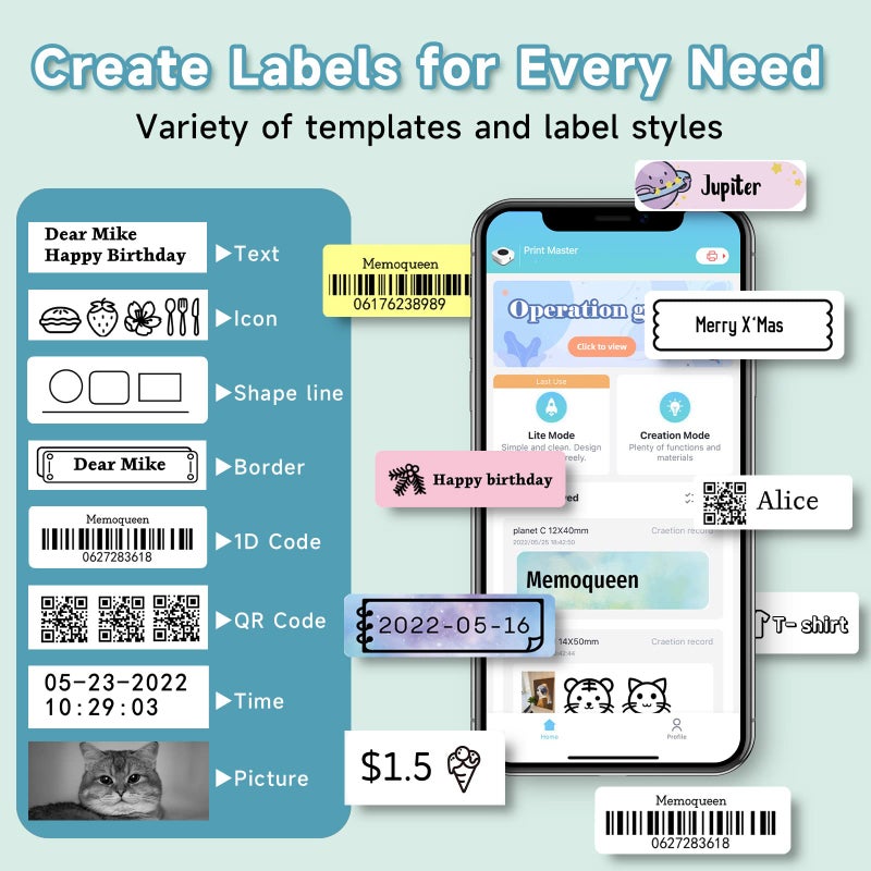 Phomemo D30 Mini Label Maker - Inkless Thermal Portable Bluetooth Label Printer with Tape with 1000+ Templates, Organized Zones for Home, Office, School, Store, Pantry, Green - Image 4