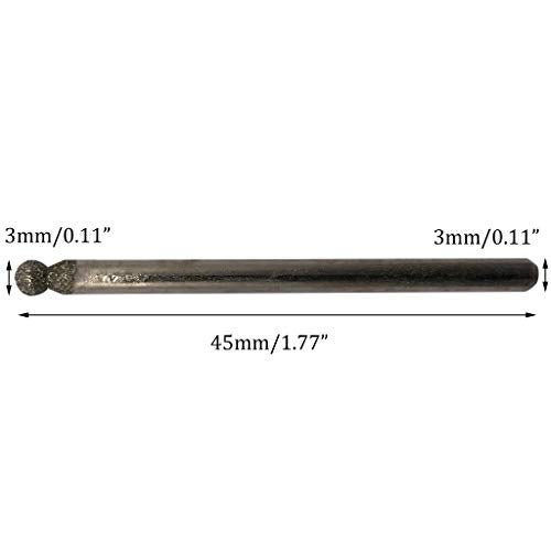 NACX 20Pcs Diamond Mounted Point, 3mm Ball Head, 3mm Shank, Diamond Grinding Bit Rotary Burrs, for Jade Stone Jewelry Ceramic Carving Polishing - Image 2