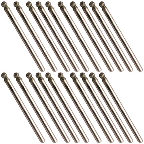 NACX 20Pcs Diamond Mounted Point, 3mm Ball Head, 3mm Shank, Diamond Grinding Bit Rotary Burrs, for Jade Stone Jewelry Ceramic Carving Polishing - Image 1