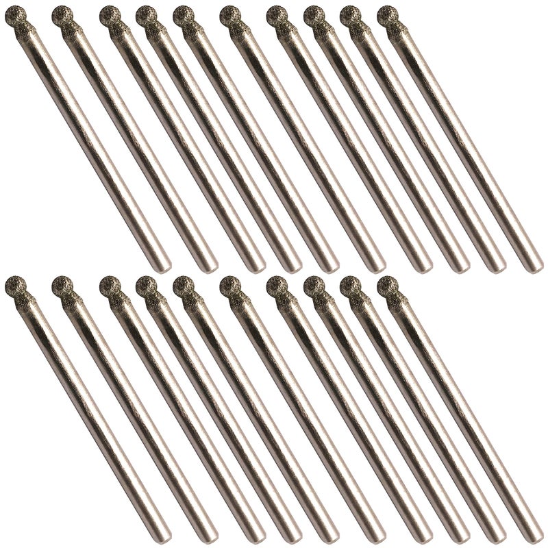 NACX 20Pcs Diamond Mounted Point, 3mm Ball Head, 3mm Shank, Diamond Grinding Bit Rotary Burrs, for Jade Stone Jewelry Ceramic Carving Polishing - Image 5