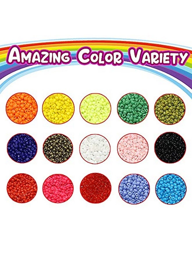 Beadsnfashion Glass Seed Beads Neon & Opaque DIY Kit with Beads Storage Box with 12 Mtrs Nylon Thread for Jewellery Making, Beading, Arts & Embroidery 15 Colors Size: 2mm - Image 3