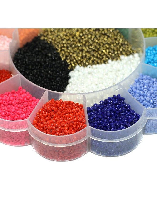 Beadsnfashion Glass Seed Beads Neon & Opaque DIY Kit with Beads Storage Box with 12 Mtrs Nylon Thread for Jewellery Making, Beading, Arts & Embroidery 15 Colors Size: 2mm - Image 2