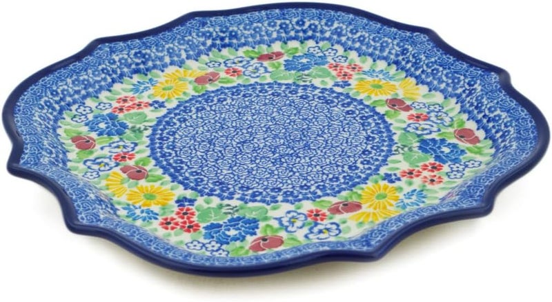 Polmedia Polish Pottery Authentic Polish Pottery 8 Point Plate Signature UNIKAT in Patio Views Design Handmade in Bolesawiec Poland by Ceramika Artystyczna  Certificate of Authenticity  - Image 2