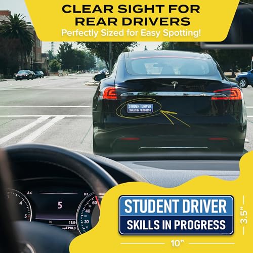 HEY-OKEY Student Driver Magnet for Car - Funny 5-Pack Please Be Patient Reflective Magnetic Bumper Sticker Set - Removable Novice Rookie Safety Attention Sign - Weather-Resistant - 10 x 3.5 inches - Image 3
