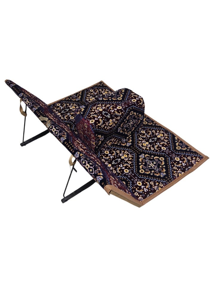 سمارت هوم طقم كرسي أرضي مع مركا يكفي لشخصان - الكرسي قابل للطي بخلفية عازلة للماء للرحلات والنزهات والتخييم والحدائق – جلسة أرضية مريحة بطول 60 سم وعرض 120 سم وارتفاع مسند  الظهر 40 سم – مثالي للجلوس والاسترخاء في الهواء الطلق - Image 1