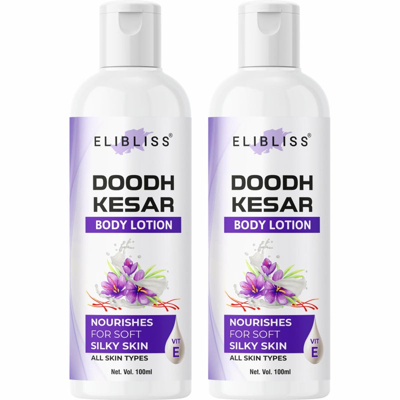 ELIBLISS Doodh Kesar Body Lotion Soft and Glowing Skin Pack of 2