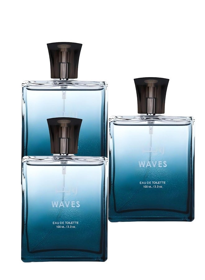 Waves 3 Pieces Waves Perfume For Men 100ml EDT - Image 1