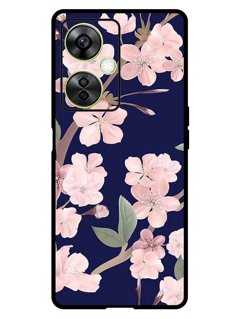 Theodor Protective Case Anti Scratch Shock Proof Bumper Cover For OnePlus Nord N30 Pink Flowers In Blue Background - Image 1