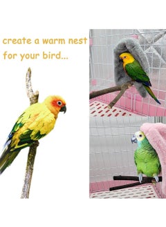 KASTWAVE Plush Bird Tent, Parrot Toy, Comfortable Corner Hanging Warm Blanket Bird Nest Bird Bed, Bird Cage Hammock Warm Nest for Parrot Lovebirds Small and Medium Birds (2pcs, Gray Pink)  - Image 3