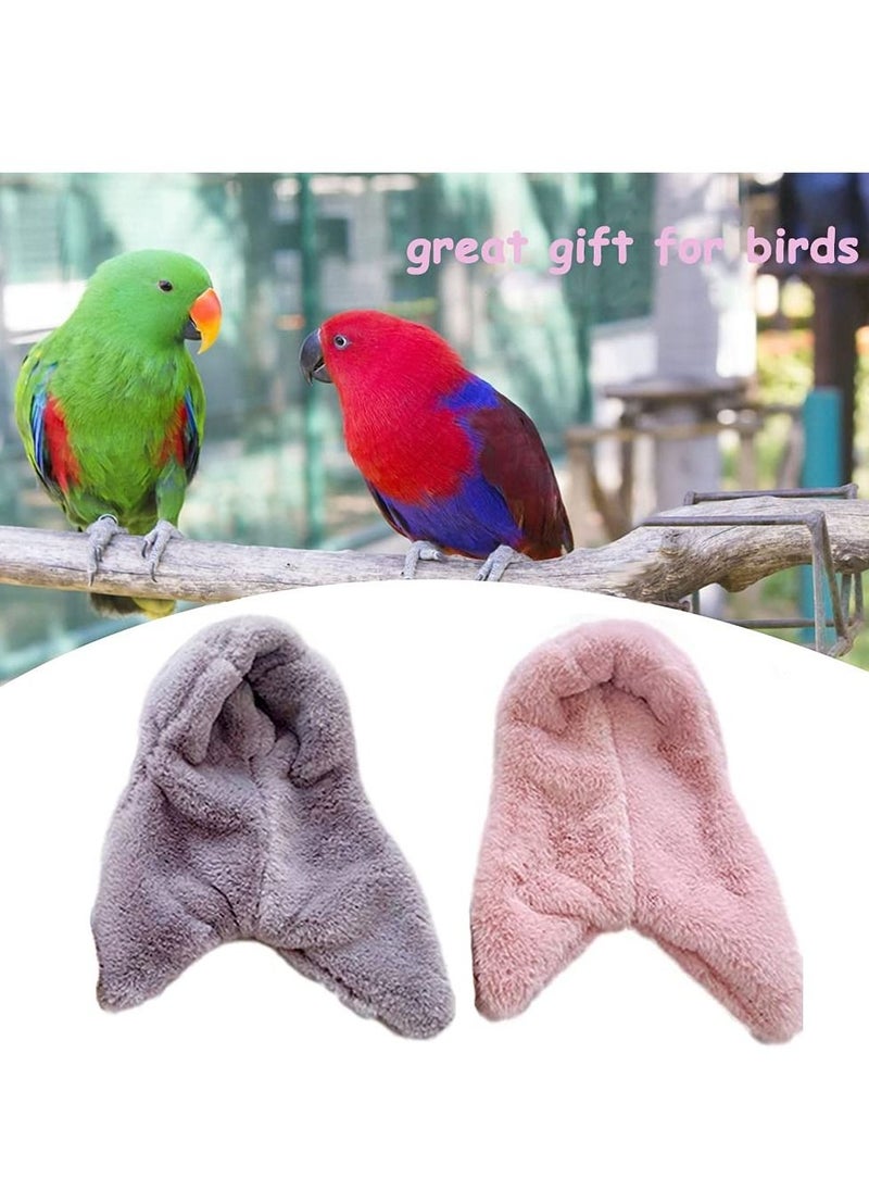 KASTWAVE - Plush Bird Tent, Parrot Toy, Comfortable Corner Hanging Warm Blanket Bird Nest Bird Bed, Bird Cage Hammock Warm Nest for Parrot Lovebirds Small and Medium Birds (2pcs, Gray Pink) - Image 1