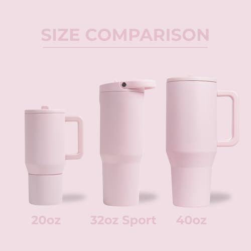 HydroJug Sport - Stainless Steel Tumbler with Straw, Vacuum Insulated, 32oz Leakproof Water Bottle, Ergonomic Design, Reusable, Dishwasher Safe, Rubber Base, Durable for Gym or Outdoors, Pink Sand - Image 4