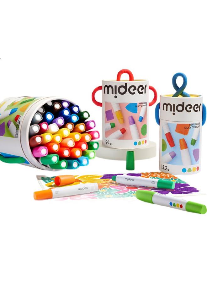 Mideer Art Supplies, Non-Staining Drawing Crayons For Children And Students, Colorful Sticks, Smooth And Quick-Drying Crayons, Colorful Bucket, 24 Colors - Image 1