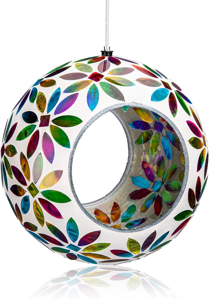 VCUTEKA Hanging Bird Feeder Outdoor Mosaic Flower 6" - Image 1