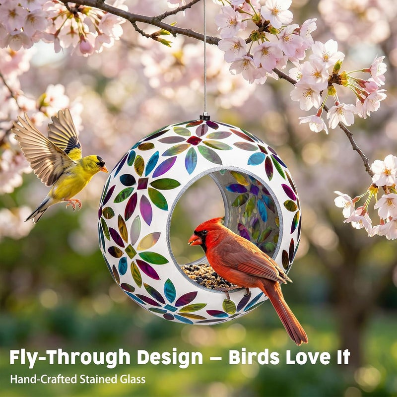 VCUTEKA Hanging Bird Feeder Outdoor Mosaic Flower 6" - Image 2