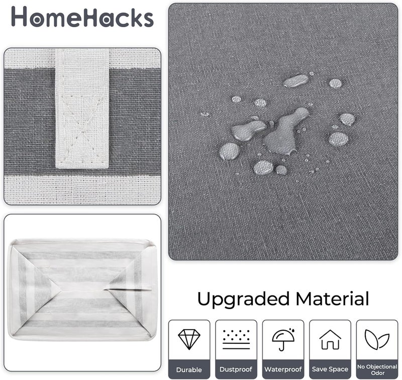 HomeHacks حزمة المزدوجة لسلة الغسيل الكبيرة، مقاومة للماء، سلة غسيل قائمة بذاتها، سلة ملابس طويلة قابلة للطي بمقابض ممتدة للملابس والألعاب في السكن الجامعي والعائلة، رمادي متدرج، 88 لتر - Image 5