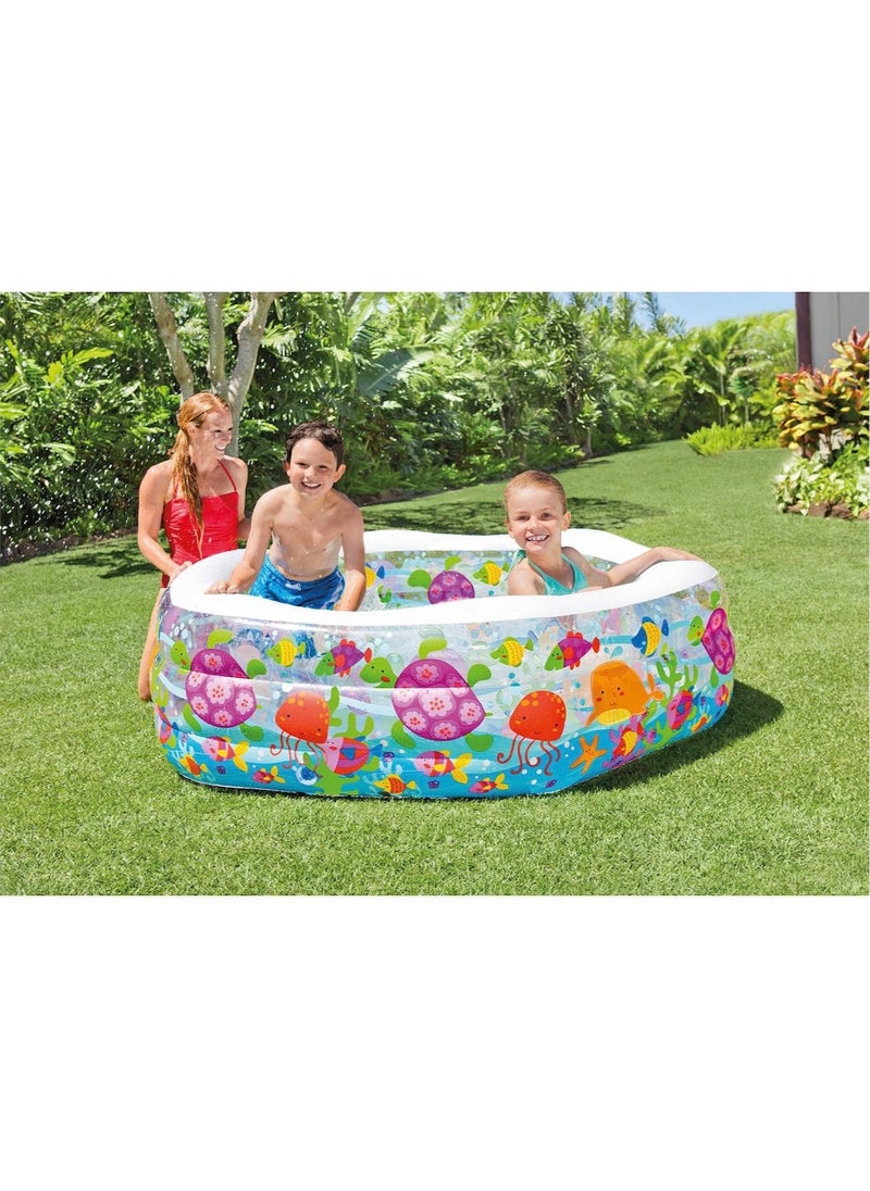 INTEX - 56493NP-Ocean Reef Pool Inflatable Hexagonal Swimming Pool 1.91mx1.78mx61cm, 510L - Image 1