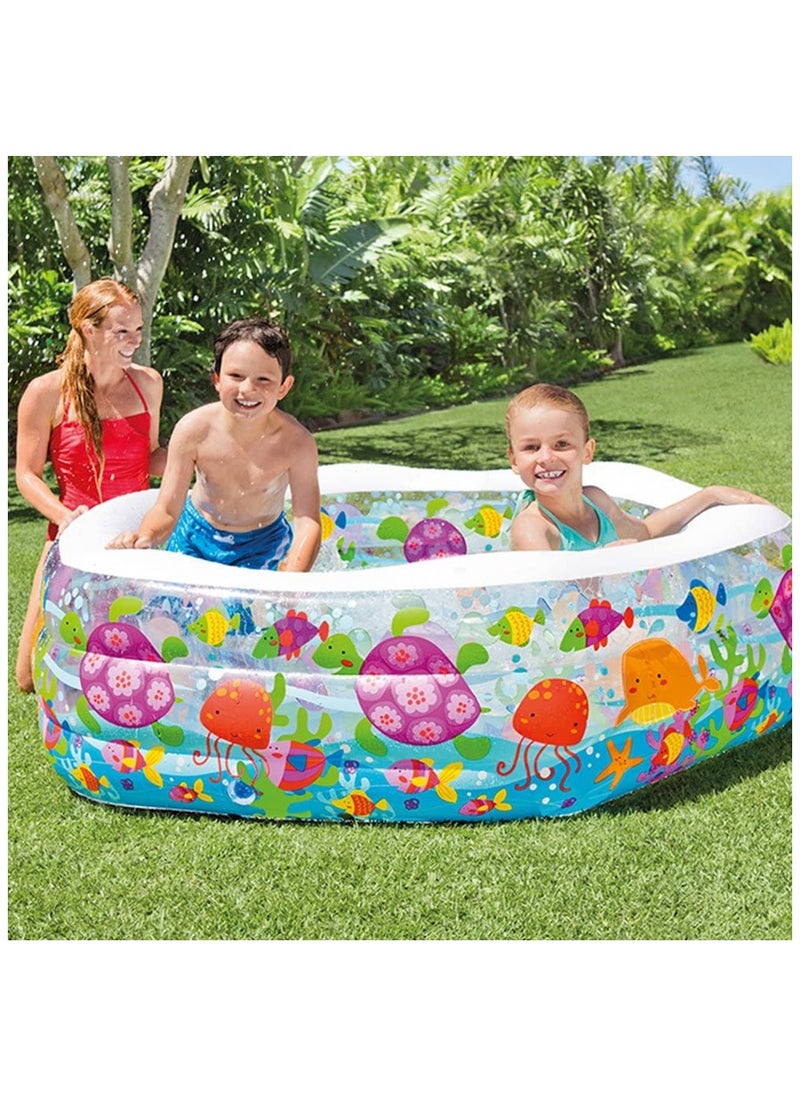 INTEX - 56493NP-Ocean Reef Pool Inflatable Hexagonal Swimming Pool 1.91mx1.78mx61cm, 510L - Image 1