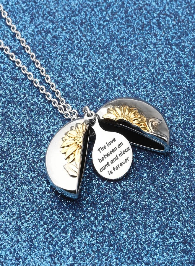 WUSUANED Aunt Niece Gift Sunflower Necklace The Love Between Aunt And Niece Is Forever Aunt Gifts From Niece (Aunt niece necklace 01) - Image 3