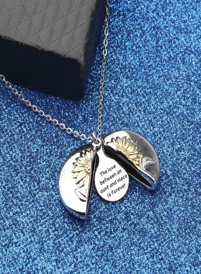 WUSUANED Aunt Niece Gift Sunflower Necklace The Love Between Aunt And Niece Is Forever Aunt Gifts From Niece (Aunt niece necklace 01) - Image 4