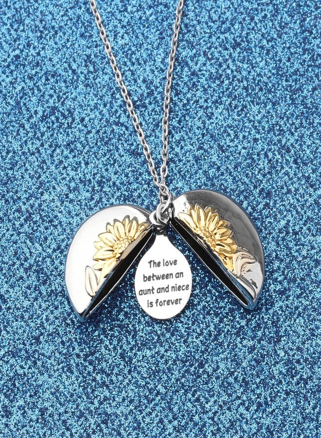 WUSUANED Aunt Niece Gift Sunflower Necklace The Love Between Aunt And Niece Is Forever Aunt Gifts From Niece (Aunt niece necklace 01) - Image 2