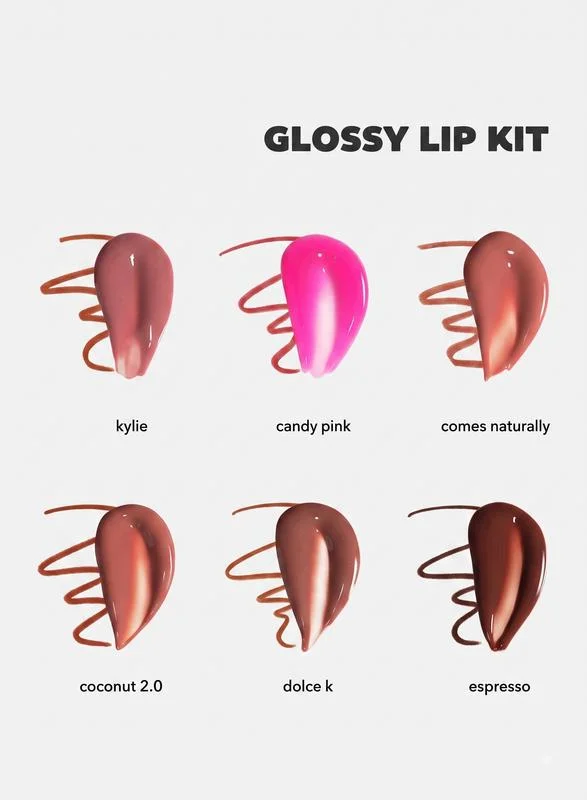 كايلي كوزمتيكس glossy lip kit & hybrid blush duo, 15% savings