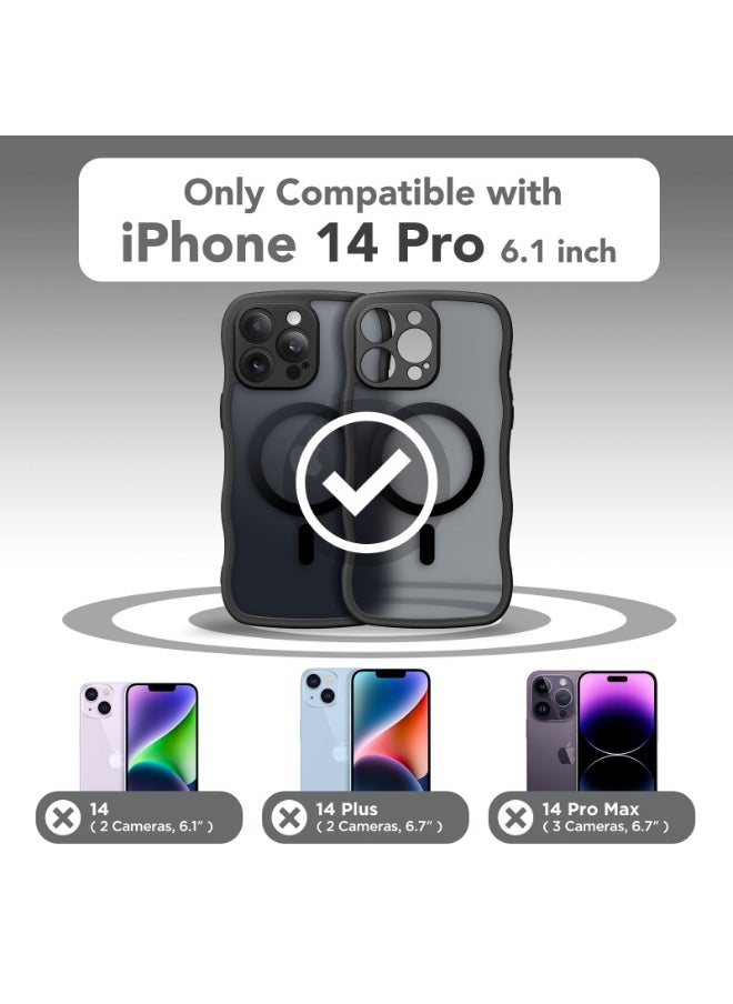 CAPRARO Cute for iPhone 14 Pro Case, Compatible with MagSafe, [Curly Wave Edge] [Full Camera Protection] [14 FT Drop Shockproof Protection] Magnetic Phone Case for 14 Pro 6.1 Inch, Black  - Image 2